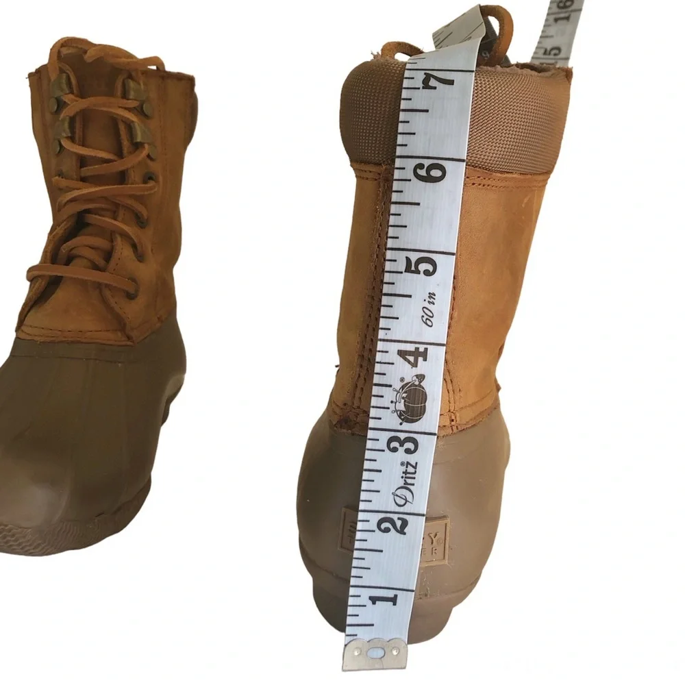 Sperry Shearwater Waterproof Duck Boots Womens 6 Tan Winter Rain Boots Coastal